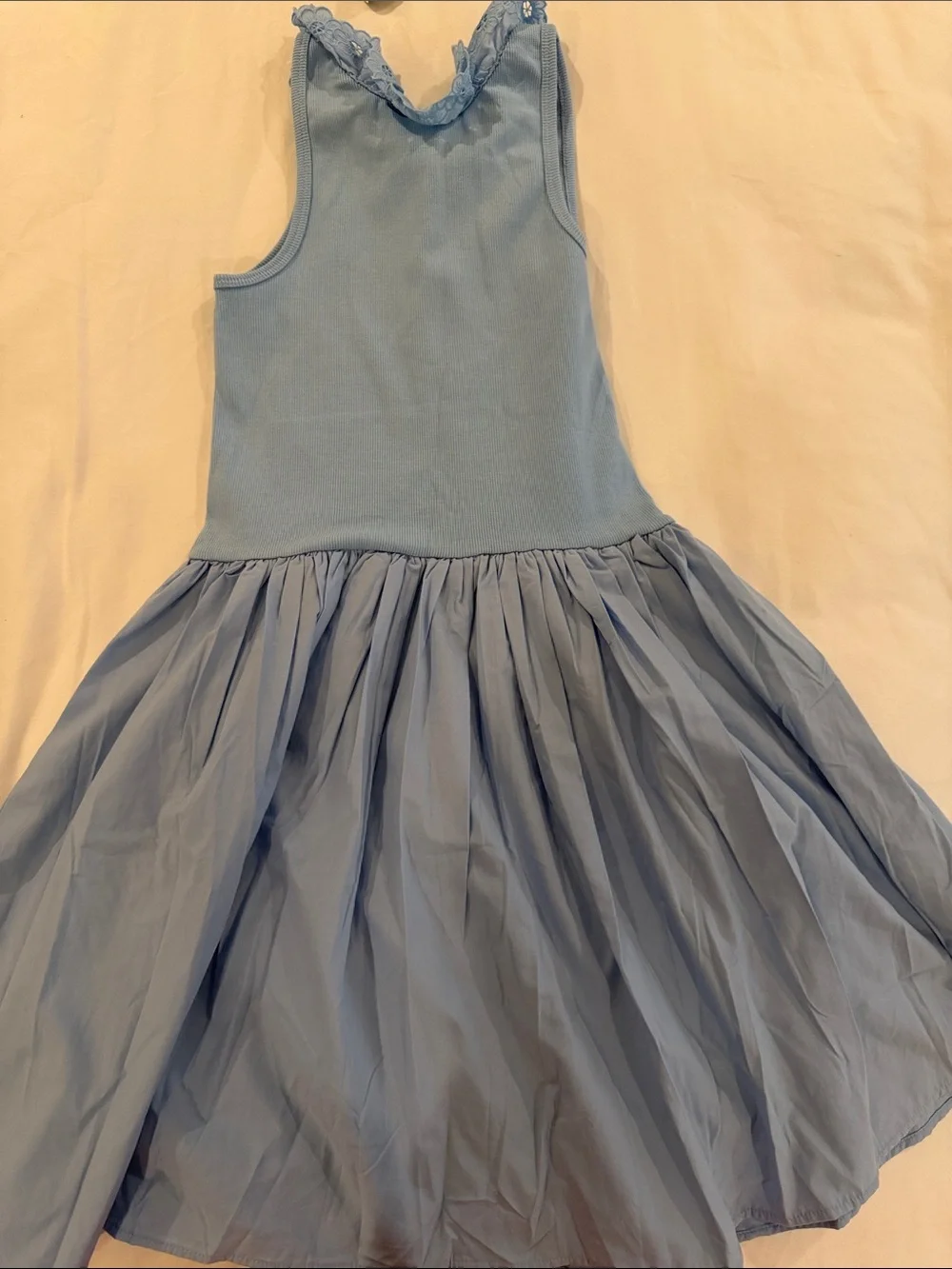 Molo Light Blue Eyelet Collar Twirl Dress